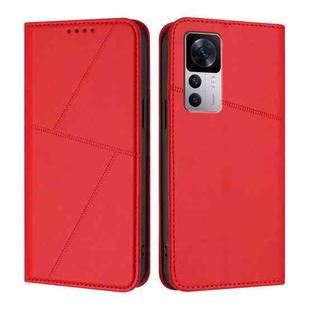 For Xiaomi 12T Strong Magnetic Frosted Flip Leather Phone Case(Red)