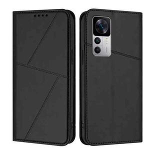For Xiaomi 12T Strong Magnetic Frosted Flip Leather Phone Case(Black)