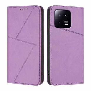 For Xiaomi 13 Strong Magnetic Frosted Flip Leather Phone Case(Light Purple)
