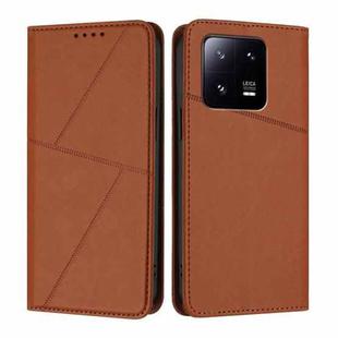 For Xiaomi 13 Pro Strong Magnetic Frosted Flip Leather Phone Case(Coffee Color)