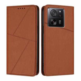 For Xiaomi 13T Strong Magnetic Frosted Flip Leather Phone Case(Coffee Color)