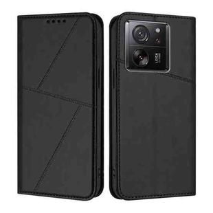 For Xiaomi 13T Strong Magnetic Frosted Flip Leather Phone Case(Black)