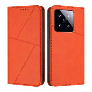For Xiaomi 14 Pro Strong Magnetic Frosted Flip Leather Phone Case(Orange)
