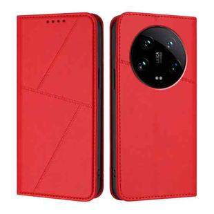 For Xiaomi 14 Ultra Strong Magnetic Frosted Flip Leather Phone Case(Red)