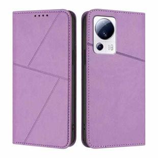 For Xiaomi 13 Lite / Civi 2 Strong Magnetic Frosted Flip Leather Phone Case(Light Purple)