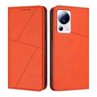 For Xiaomi 13 Lite / Civi 2 Strong Magnetic Frosted Flip Leather Phone Case(Orange)