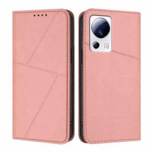 For Xiaomi 13 Lite / Civi 2 Strong Magnetic Frosted Flip Leather Phone Case(Pink)