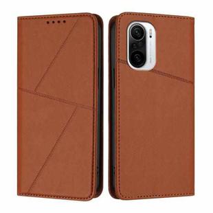 For Xiaomi Poco F3 / Redmi K40 Strong Magnetic Frosted Flip Leather Phone Case(Coffee Color)