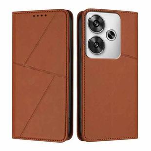 For Xiaomi Poco F6 Strong Magnetic Frosted Flip Leather Phone Case(Coffee Color)