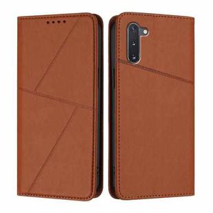 For Samsung Galaxy Note10 5G Strong Magnetic Frosted Flip Leather Phone Case(Coffee Color)