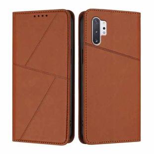 For Samsung Galaxy Note10+ 5G Strong Magnetic Frosted Flip Leather Phone Case(Coffee Color)