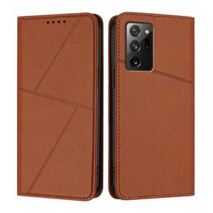 For Samsung Galaxy Note20 5G Strong Magnetic Frosted Flip Leather Phone Case(Coffee Color)