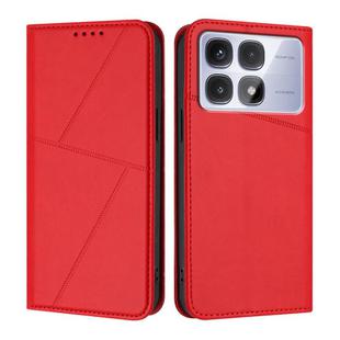 For Redmi K70 Ultra Strong Magnetic Frosted Flip Leather Phone Case(Red)