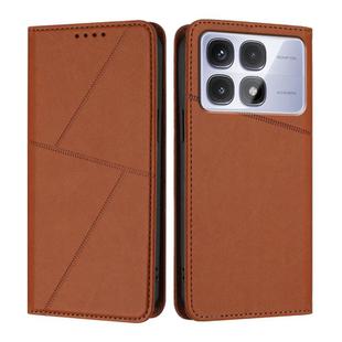 For Redmi K70 Ultra Strong Magnetic Frosted Flip Leather Phone Case(Coffee Color)