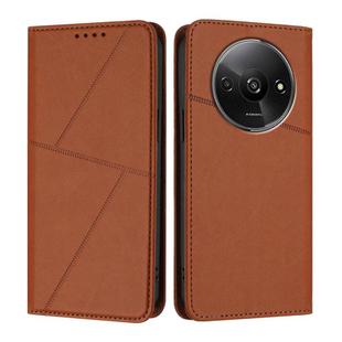 For Redmi A3 4G / A3x 4G Strong Magnetic Frosted Flip Leather Phone Case(Coffee Color)