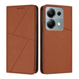 For Redmi Note 13 Pro 4G Strong Magnetic Frosted Flip Leather Phone Case(Coffee Color)