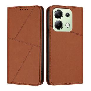 For Redmi Note 13 4G Strong Magnetic Frosted Flip Leather Phone Case(Coffee Color)