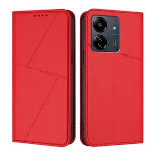 For Redmi 13C 4G / 5G Strong Magnetic Frosted Flip Leather Phone Case(Red)