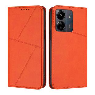 For Redmi 13C 4G / 5G Strong Magnetic Frosted Flip Leather Phone Case(Orange)