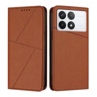 For Xiaomi Poco X6 Pro 5G / Redmi K70E Strong Magnetic Frosted Flip Leather Phone Case(Coffee Color)