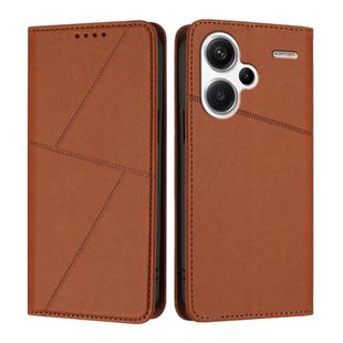 For Redmi Note 13 Pro+ Strong Magnetic Frosted Flip Leather Phone Case(Coffee Color)