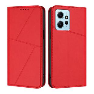 For Redmi Note 12 4G Global Strong Magnetic Frosted Flip Leather Phone Case(Red)