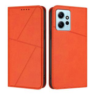 For Redmi Note 12 4G Global Strong Magnetic Frosted Flip Leather Phone Case(Orange)