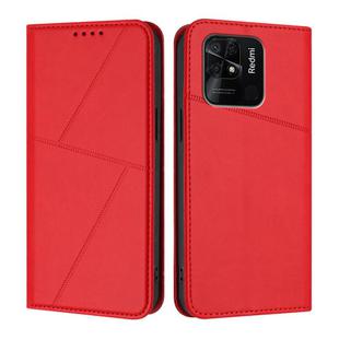 For Redmi 10C Strong Magnetic Frosted Flip Leather Phone Case(Red)