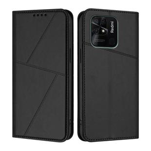 For Redmi 10C Strong Magnetic Frosted Flip Leather Phone Case(Black)