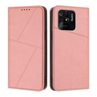 For Redmi 10C Strong Magnetic Frosted Flip Leather Phone Case(Pink)