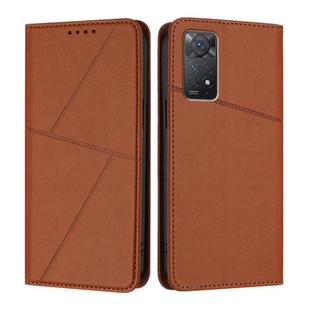 For Redmi Note 11 Pro 4G Global Strong Magnetic Frosted Flip Leather Phone Case(Coffee Color)
