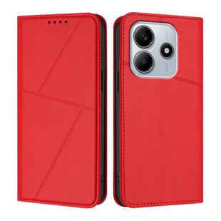 For Redmi Note 14 4G 163.25mm Strong Magnetic Frosted Flip Leather Phone Case(Red)