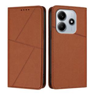 For Redmi Note 14 4G 163.25mm Strong Magnetic Frosted Flip Leather Phone Case(Coffee Color)