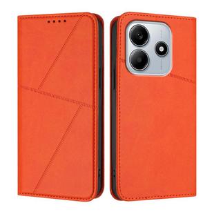For Redmi Note 14 4G 163.25mm Strong Magnetic Frosted Flip Leather Phone Case(Orange)