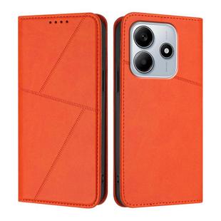 For Redmi Note 14 5G Strong Magnetic Frosted Flip Leather Phone Case(Orange)