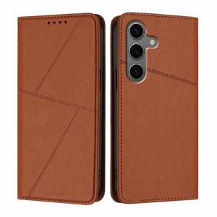 For Samsung Galaxy S25+ 5G / S24+ 5G Strong Magnetic Frosted Flip Leather Phone Case(Coffee Color)