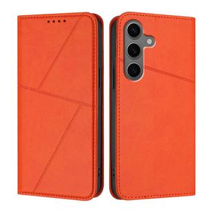 For Samsung Galaxy S25+ 5G / S24+ 5G Strong Magnetic Frosted Flip Leather Phone Case(Orange)