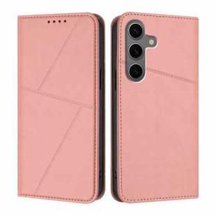 For Samsung Galaxy S25+ 5G / S24+ 5G Strong Magnetic Frosted Flip Leather Phone Case(Pink)