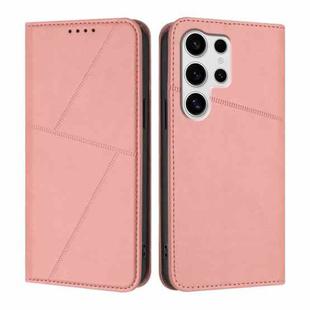 For Samsung Galaxy S25 Ultra 5G Strong Magnetic Frosted Flip Leather Phone Case(Pink)