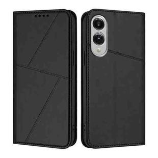 For Samsung Galaxy S25 Edge 5G Strong Magnetic Frosted Flip Leather Phone Case(Black)