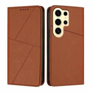 For Samsung Galaxy S24 Ultra 5G Strong Magnetic Frosted Flip Leather Phone Case(Coffee Color)