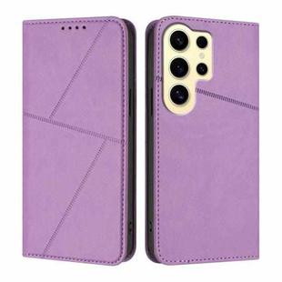 For Samsung Galaxy S24 Ultra 5G Strong Magnetic Frosted Flip Leather Phone Case(Light Purple)