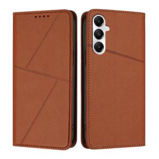 For Samsung Galaxy S24 FE 5G Strong Magnetic Frosted Flip Leather Phone Case(Coffee Color)
