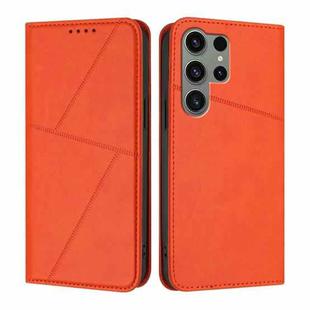 For Samsung Galaxy S23 Ultra 5G Strong Magnetic Frosted Flip Leather Phone Case(Orange)