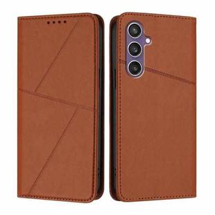 For Samsung Galaxy S23 FE 5G Strong Magnetic Frosted Flip Leather Phone Case(Coffee Color)