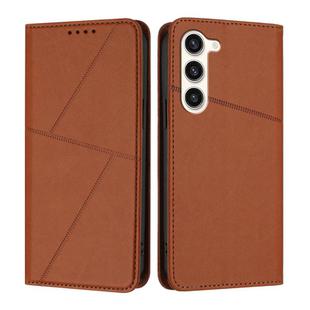 For Samsung Galaxy S23 5G Strong Magnetic Frosted Flip Leather Phone Case(Coffee Color)