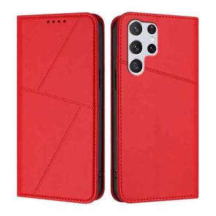 For Samsung Galaxy S22 Ultra 5G Strong Magnetic Frosted Flip Leather Phone Case(Red)