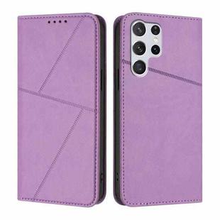 For Samsung Galaxy S22 Ultra 5G Strong Magnetic Frosted Flip Leather Phone Case(Light Purple)