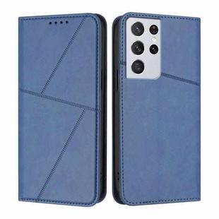 For Samsung Galaxy S21 Ultra 5G Strong Magnetic Frosted Flip Leather Phone Case(Royal Blue)