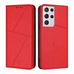 For Samsung Galaxy S21 Ultra 5G Strong Magnetic Frosted Flip Leather Phone Case(Red)